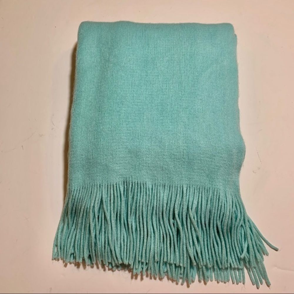 Aqua Fringe Knit Scarf Wrap - Women’s Lightweight Winter Accessory